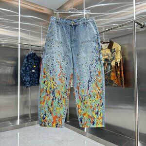 House Of Errors embroidered flame jeans unisex